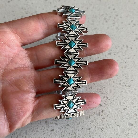 Bohemian Style Fake Turquoise stretchy Bracelet, Vintage - Picture 6 of 10